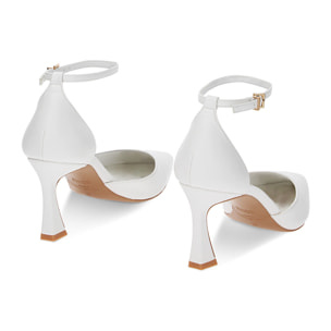 Décolleté Open Shank bianche, tacco 7,6 cm