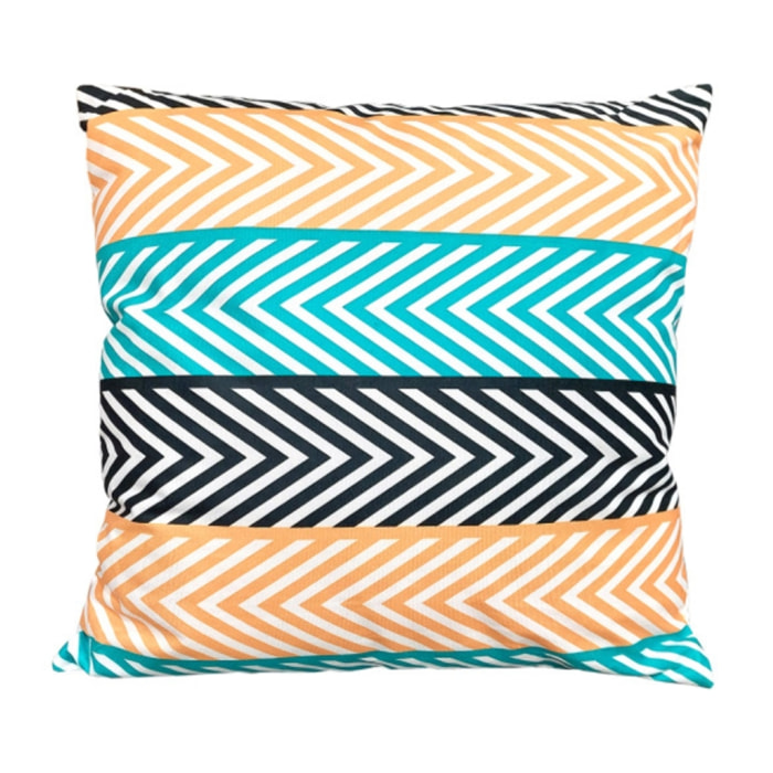 Coussin carré 45 x 45 cm motif zig zag coloré déhoussable - ZIGI