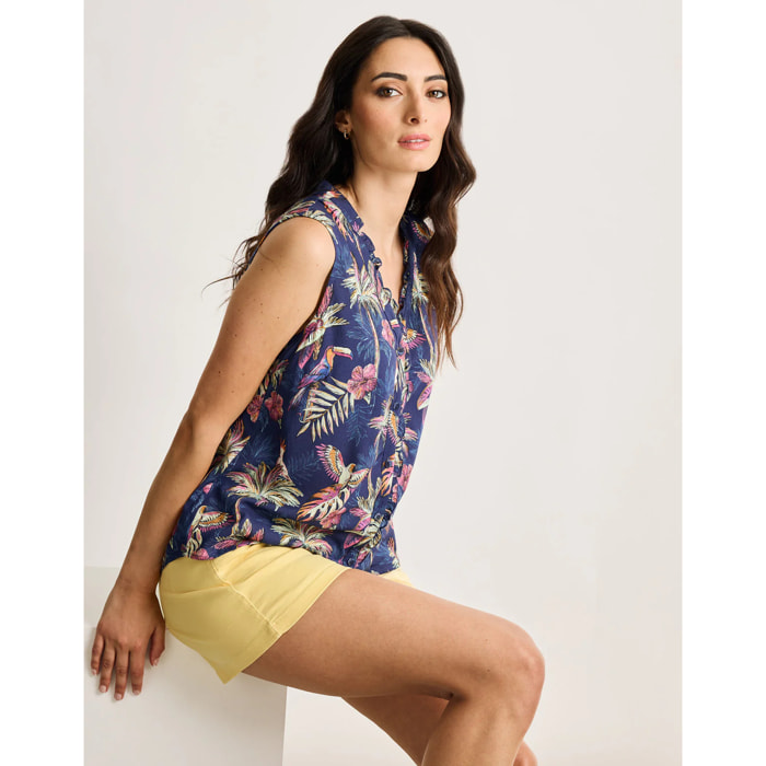 Camisa Manga Corta Azul - Sambisa