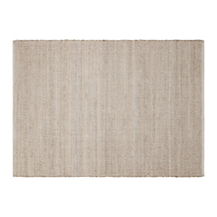 Tapis rectangulaire beige en jute et coton tissé 160 x 230 cm CAMAO