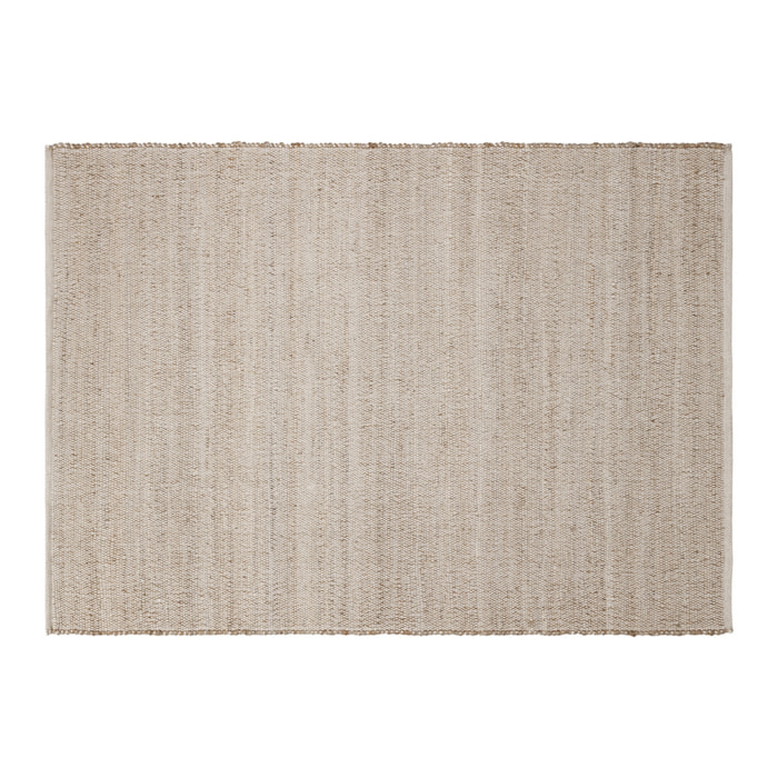 Tapis rectangulaire beige en jute et coton tissé 160 x 230 cm CAMAO