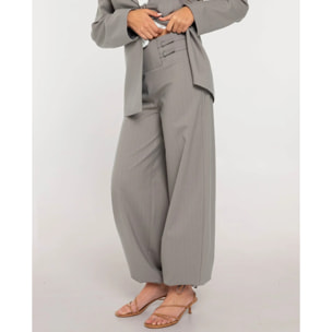 Pantalón recto de raya diplomática de traje de mujer