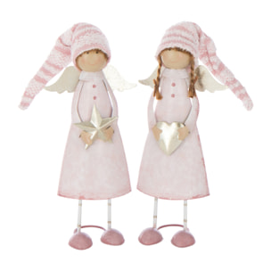 J-Line figurine Ange Ster - polyrésine - rose/or - medium - 3 pcs