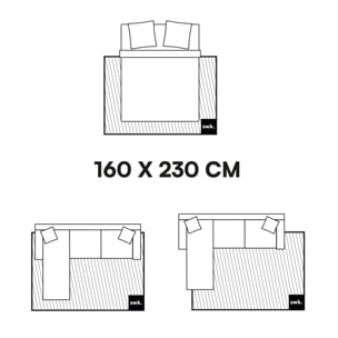 Tapis intérieur shaggy motif quadrillage multicolore avec franges Edward 160x230cm