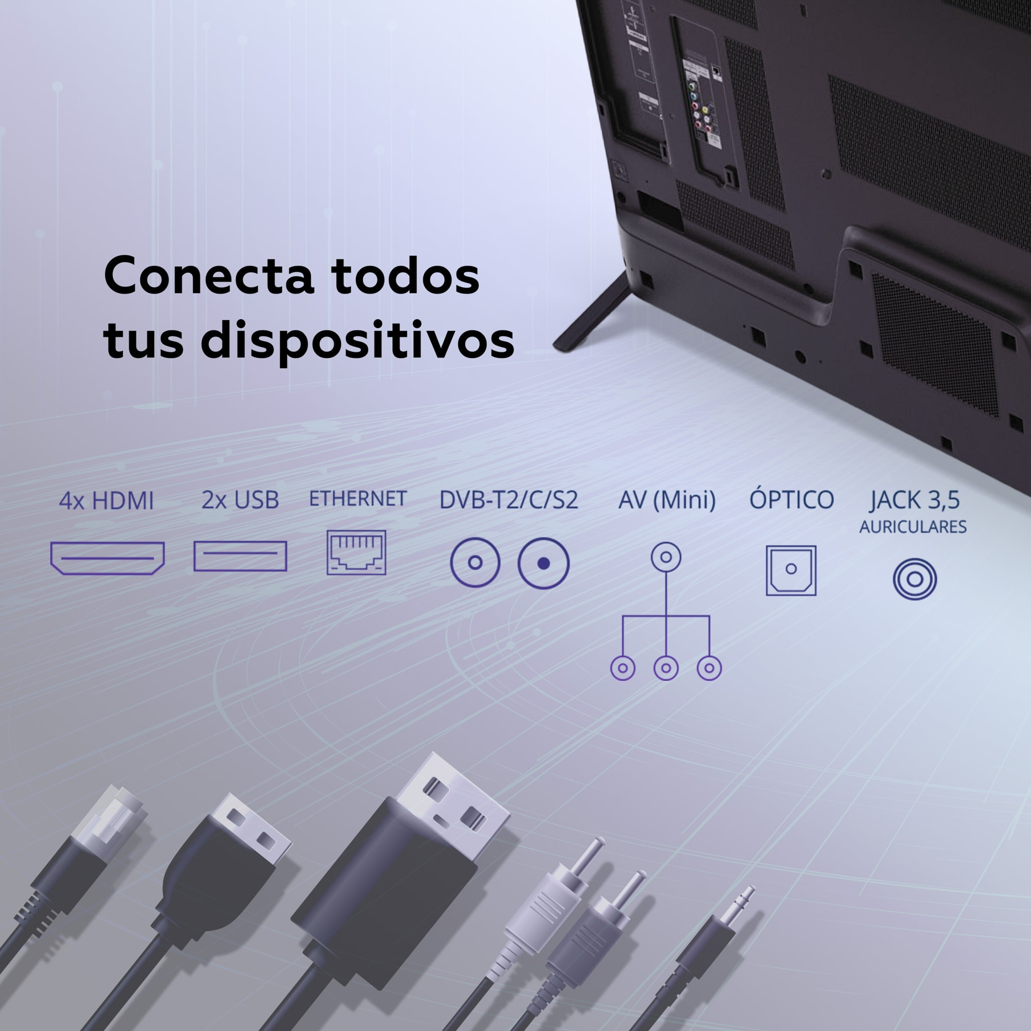 Smart TV 50 pulgadas 4K Hey Google Official Assistant con control por voz. Televisor Android 14 - TD Systems M50C21GLE