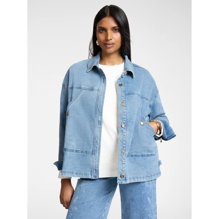 Elena Mirò - Giacca in denim stone washed - Azzurro