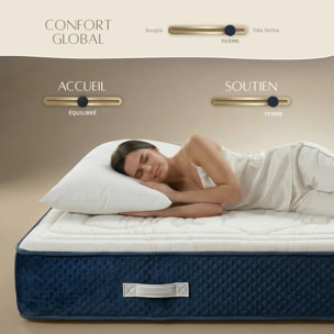 Matelas Hybride Dolce Vita, Ressorts Ensachés & Mémoire de forme, Soutien Ferme, 28 cm, Limite les Points de Pression