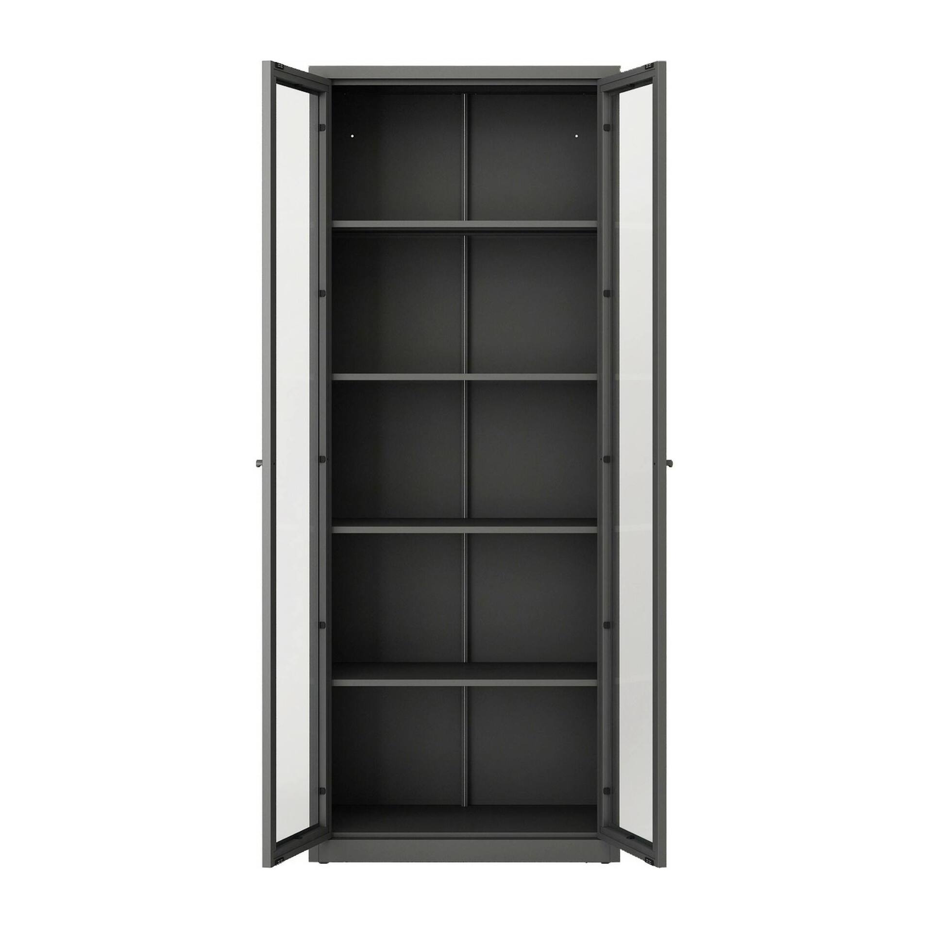Vetrina Izano, Credenza espositiva, Vetrinetta multiuso, Madia da soggiorno, 70x35 h180 cm, Ardesia