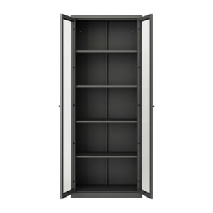 Vetrina Izano, Credenza espositiva, Vetrinetta multiuso, Madia da soggiorno, 70x35 h180 cm, Ardesia