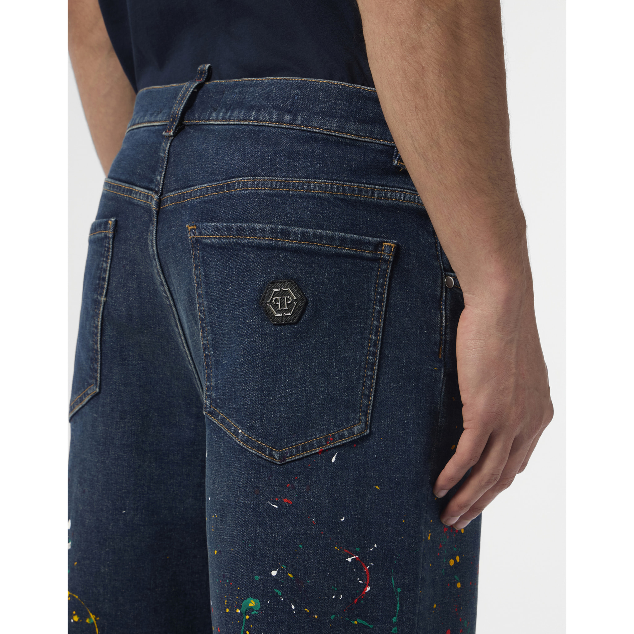 PHILIPP PLEIN Denim Shorts Paint