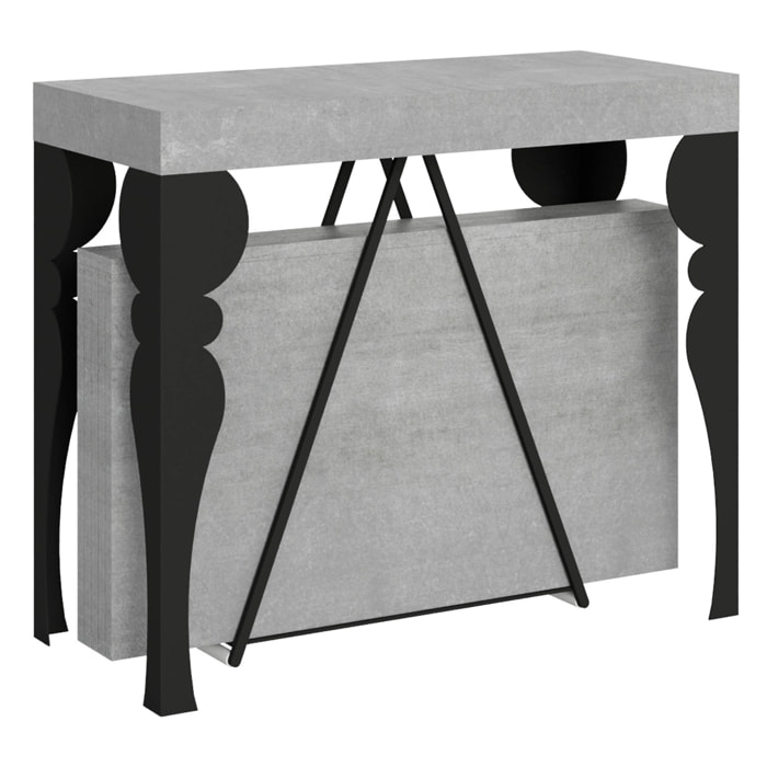 Consolle allungabile 90x40/300 cm Riza cemento telaio antracite