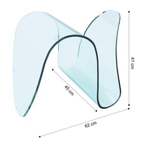 Tavolino Basso Curvato Portariviste Ideale Per Ufficio Sala Aspetto Salotto Soggiorno Sala Pranzo In Vetro Design Moderno, 62x45x41 Cm Trasparente