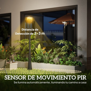 Farola Solar Exterior Luz Solar Exterior Jardín de Aluminio y Vidrio con Panel Solar Luces LED Encendido y Apagado Automático Sensor de Movimiento Impermeable IP44 para Terraza 26x24x220 cm