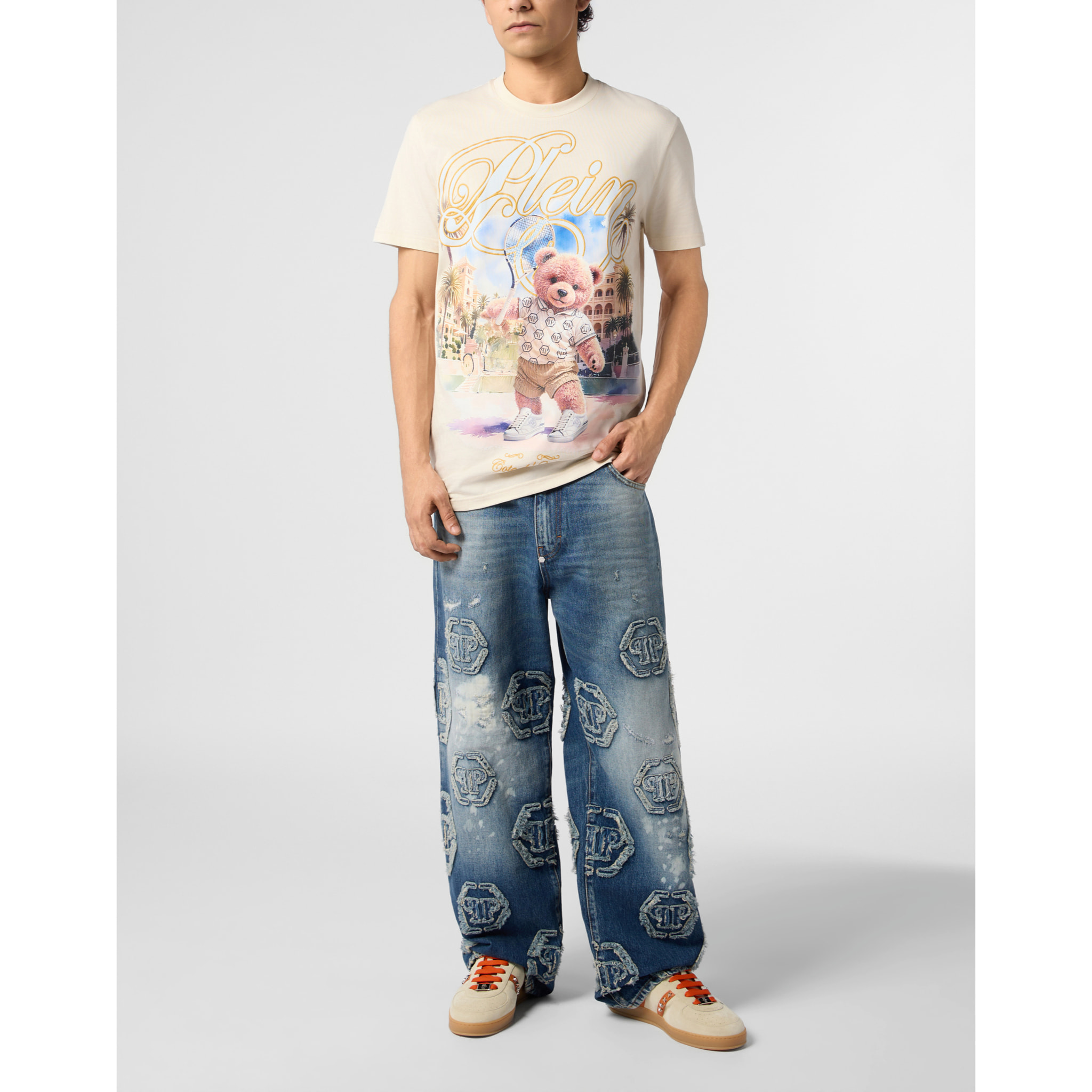 PHILIPP PLEIN Round Neck T-Shirt Teddy Tennis