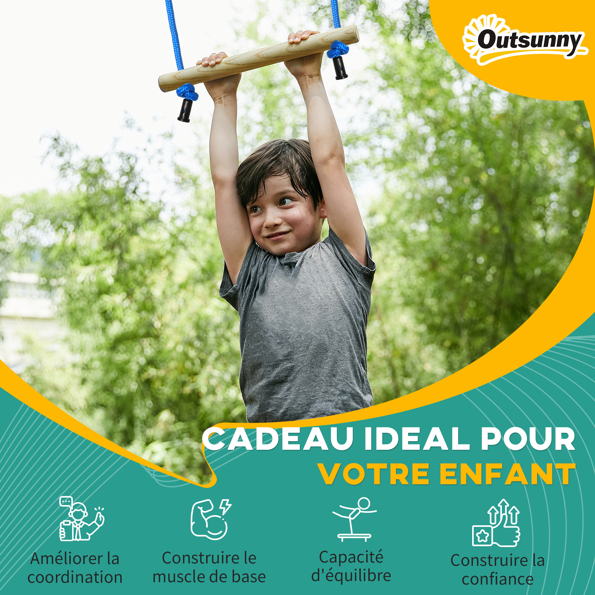 Parcours d'obstacles ninja enfant - 30 accessoires, 10 m de slackline - sac de transport - bleu rouge
