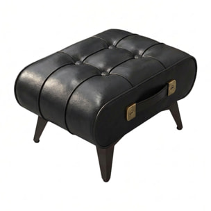 Kumo - Sgabello Pouf Ottomano Moderno 35,5x25x30 cm Poggiapiedi in Similpelle Nero