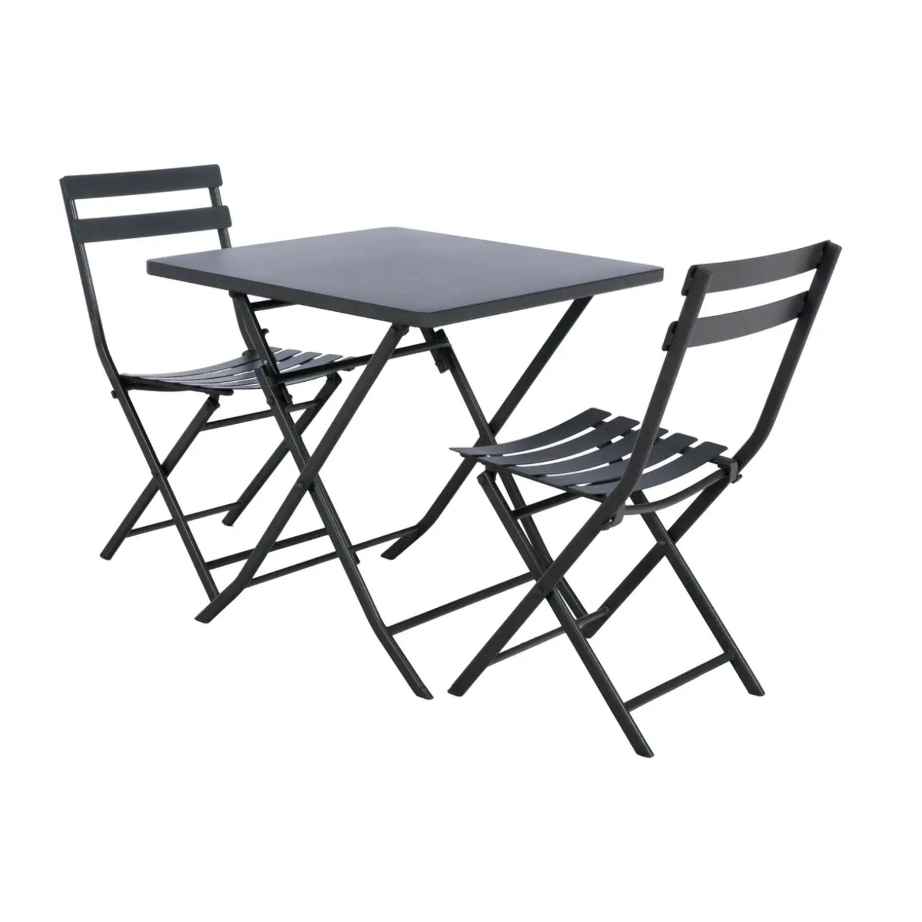 Table de jardin pliante carrée "Greensboro" graphite 2 places en acier traité époxy