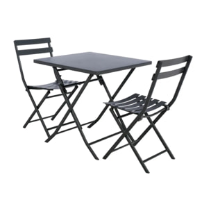 Table de jardin pliante carrée "Greensboro" graphite 2 places en acier traité époxy