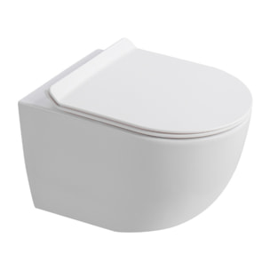 PixL WC suspendu en céramique Vortex , fixations invisibles + abattant Soft-Close, Blanc mat (CEPX010RTORPWM)