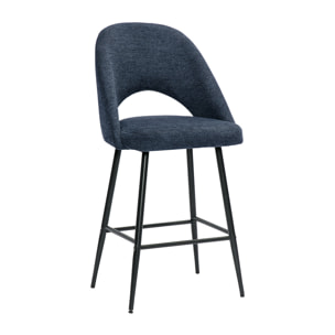 Tabourets de bar en tissu effet velours texturé bleu foncé H65 cm (lot de 2) COSETTE