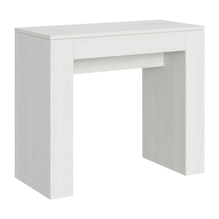 Console extensible 90x42/302 cm Modem Frêne Blanc