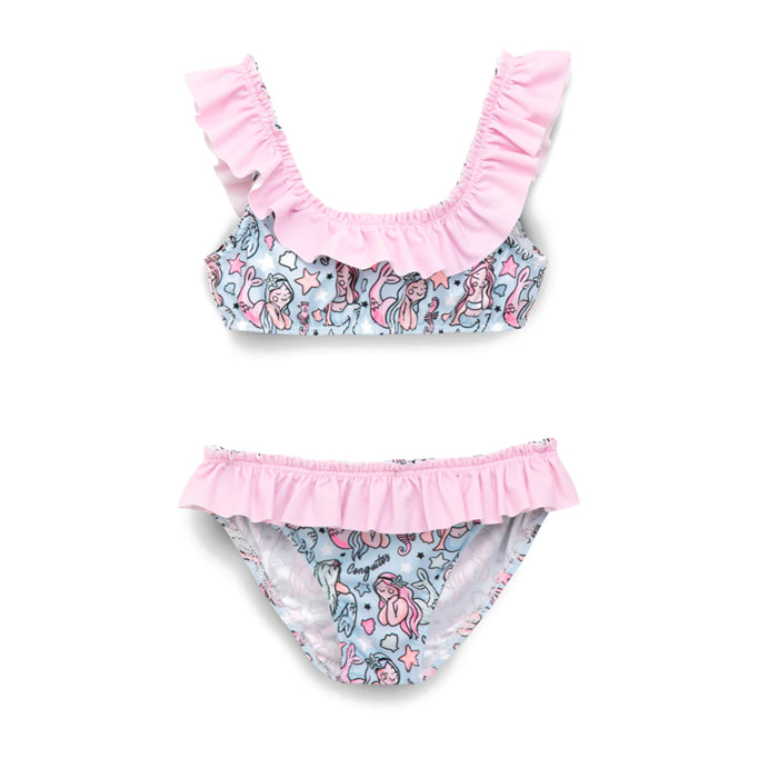 Bikini de Niña en Rosa y Azul Claro