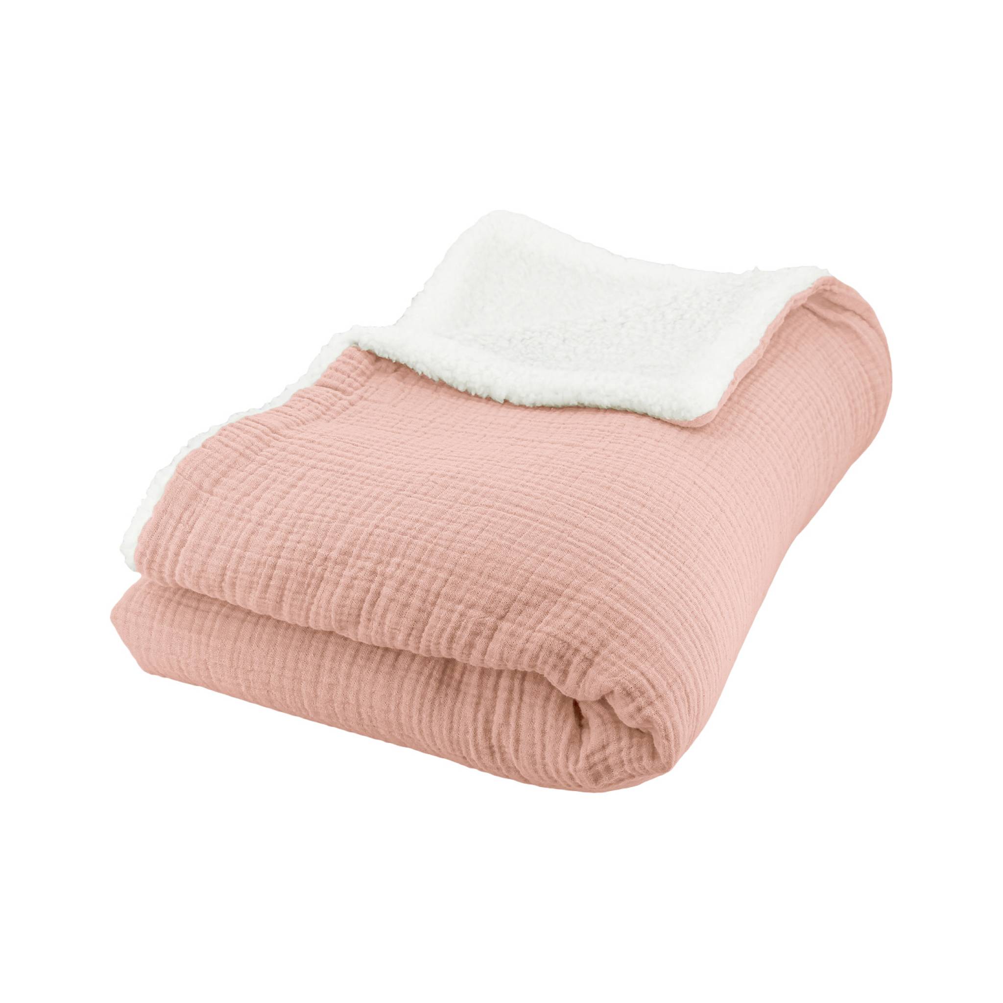 Plaid sherpa et gaze de coton 130 x 170cm ALIX