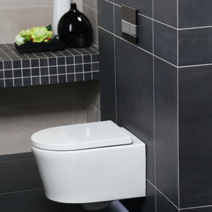 WC suspendu sans bride et fixations invisibles + abattant frein de chute (SATBRE010RREXP)
