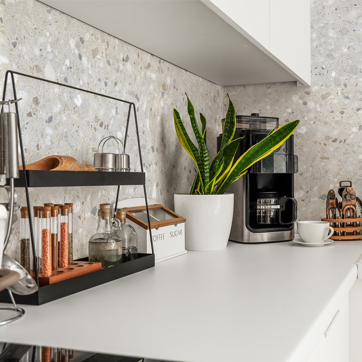 Crédence adhésive - TERRAZZO GRIS BLANC - 60x100cm