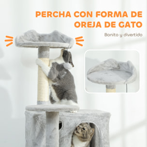 Árbol Rascador para Gatos, Árbol para Gatos 180 cm, Torre Escalador con Múltiples Plataformas, Cama, 2 Cuevas, Hamaca, Escalera, Postes de Sisal, Bolas para Jugar, Gris Claro