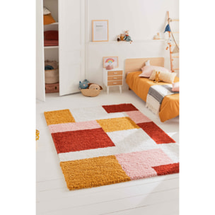 Aquarelle - tapis chambre d'enfant à motif géométrique terra