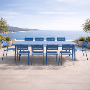 Ensemble table de jardin 234 cm et 10 chaises bleu EVORA