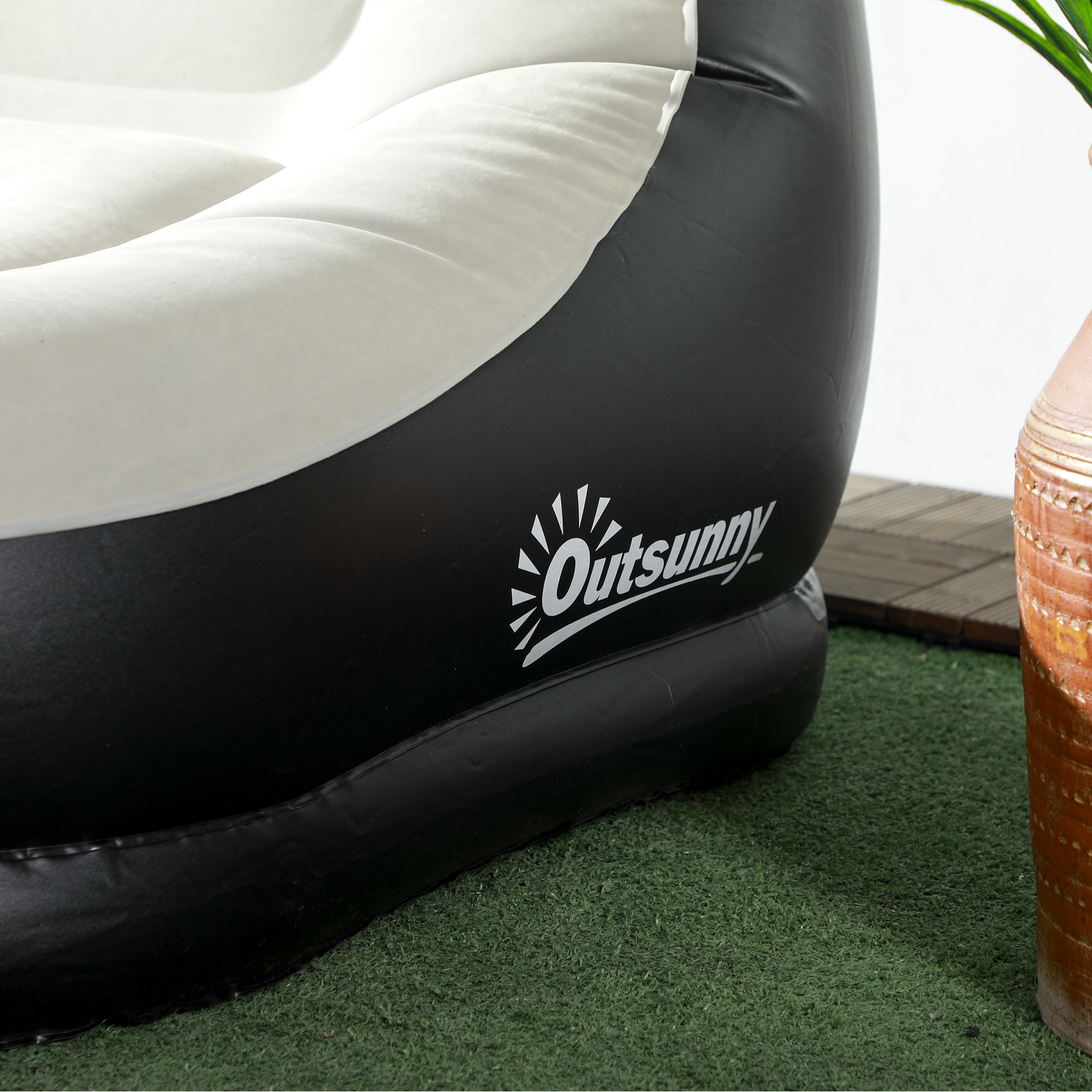 Fauteuil gonflable ultra détente avec repose-pieds PVC flocage grand confort
