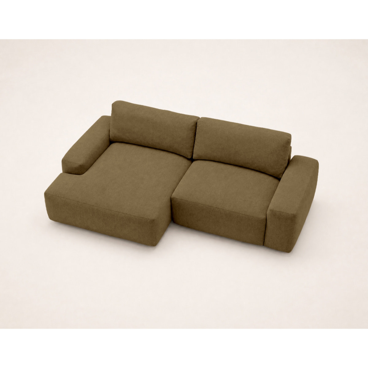 Tama - Canapé d'angle gauche 4 places convertible avec coffre en tissu - Vert
