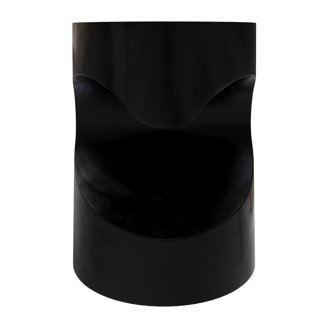 Table d'appoint noire en bois de suar D35 cm - Chowi