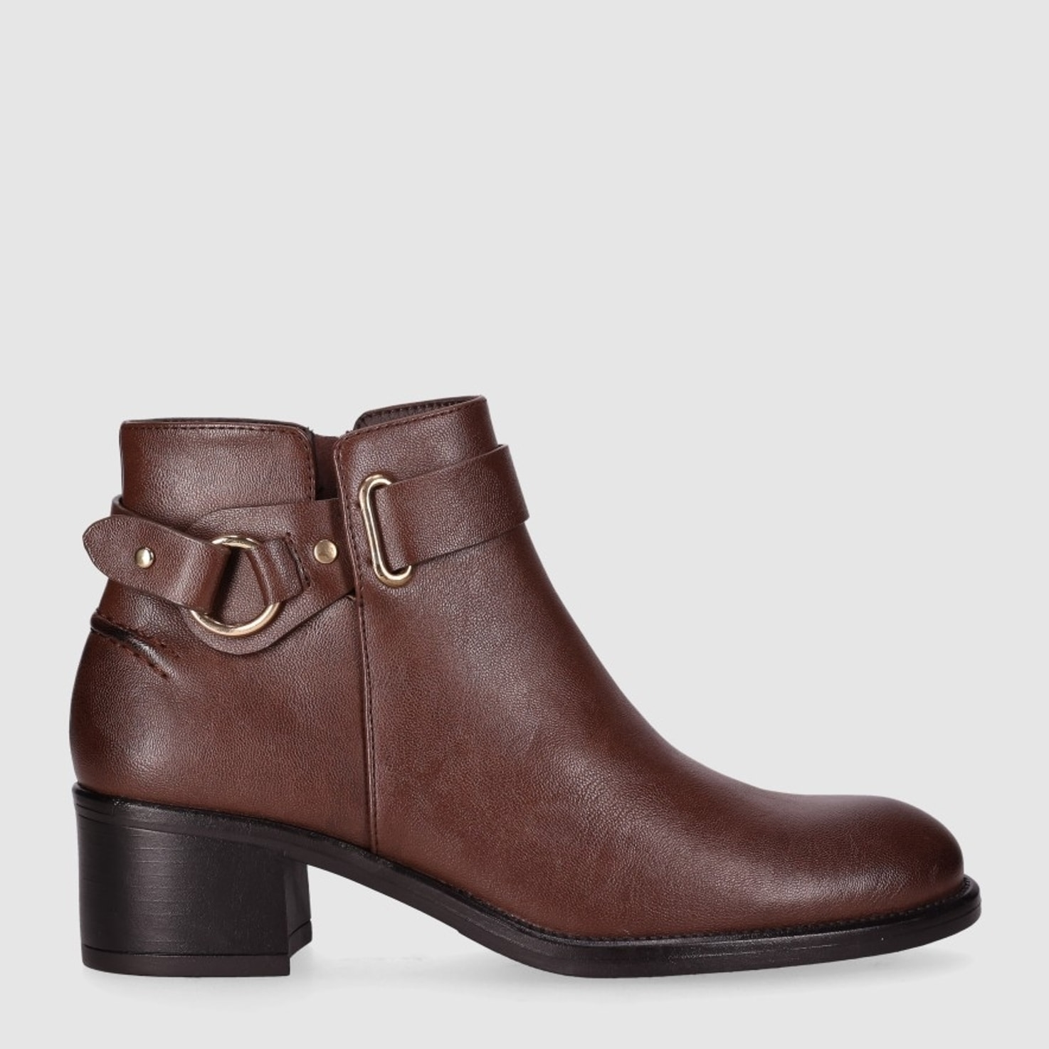 Botines de Piel Sintética - Marron - Tacón: 5 cm
