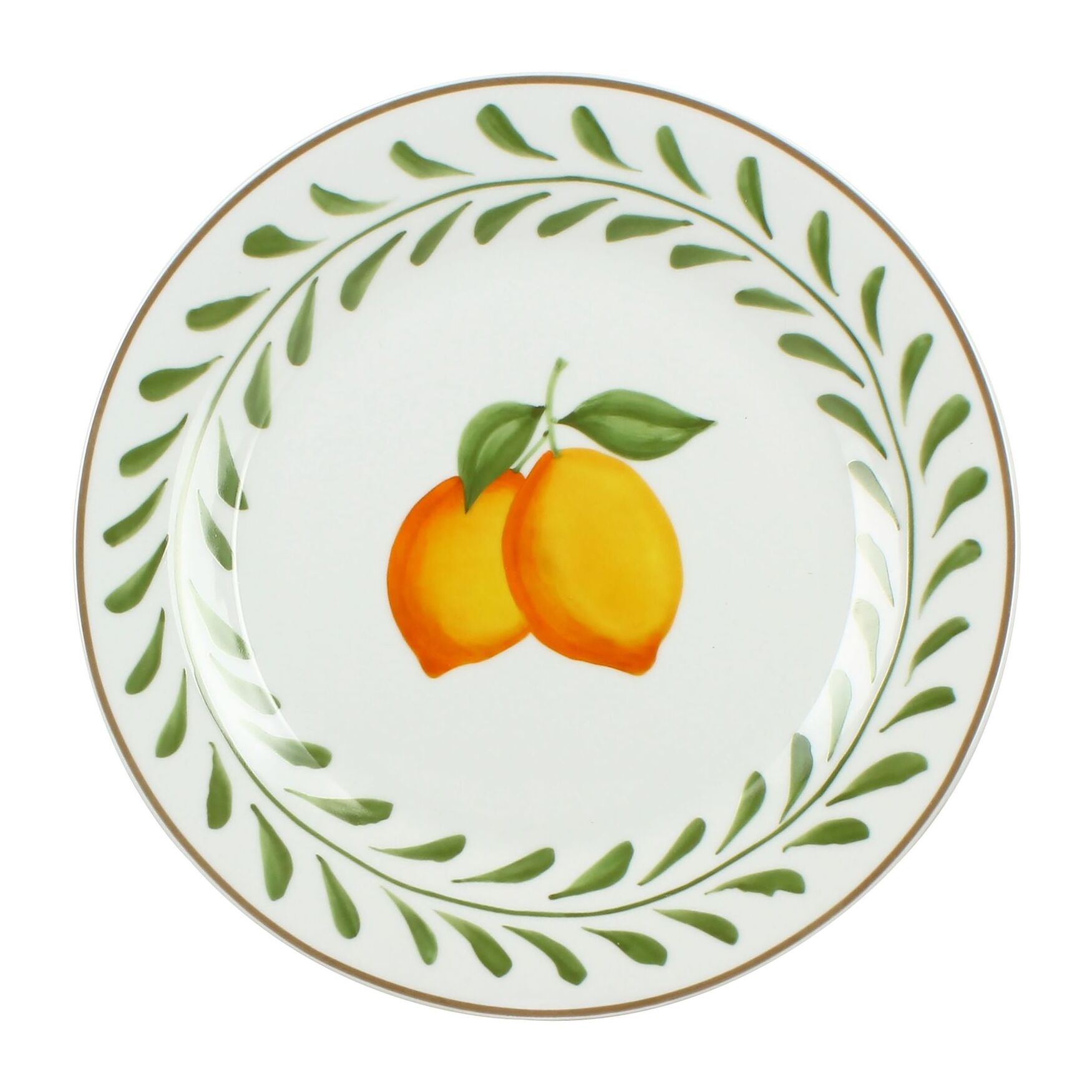 Lot de 6 assiettes plates 26,5cm en porcelaine à imprimé citron LEMON