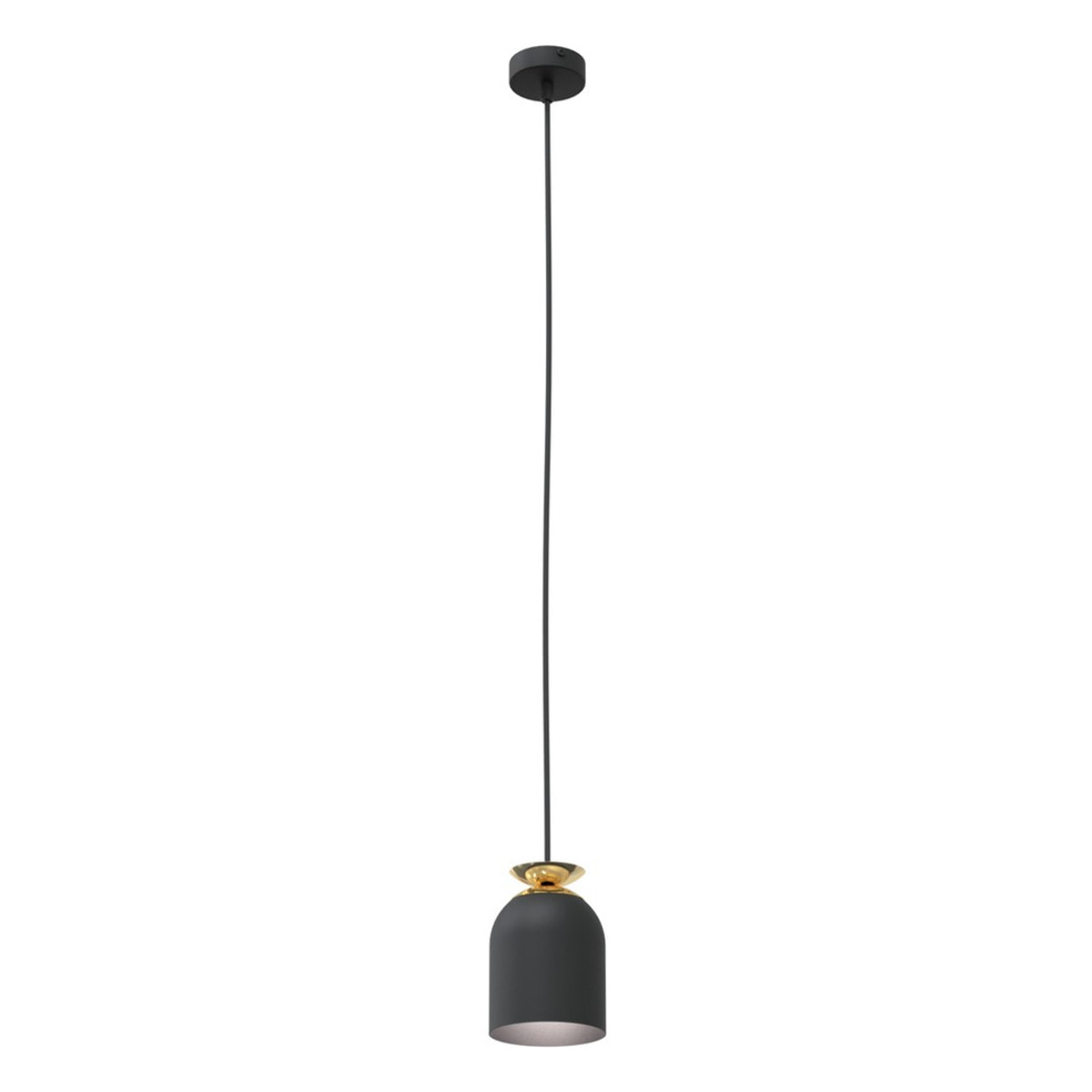 Lampada a sospensione Target in acciaio nero opaco e oro
