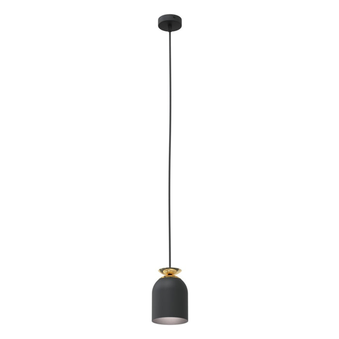 Lampada a sospensione Target in acciaio nero opaco e oro