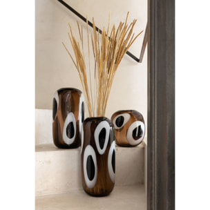 J-Line vase Izzy - verre - blanc/marron - small - Ø 14 cm