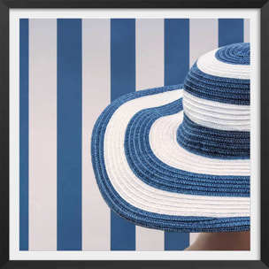 Poster rayure azur Affiche + cadre en bois - Noir