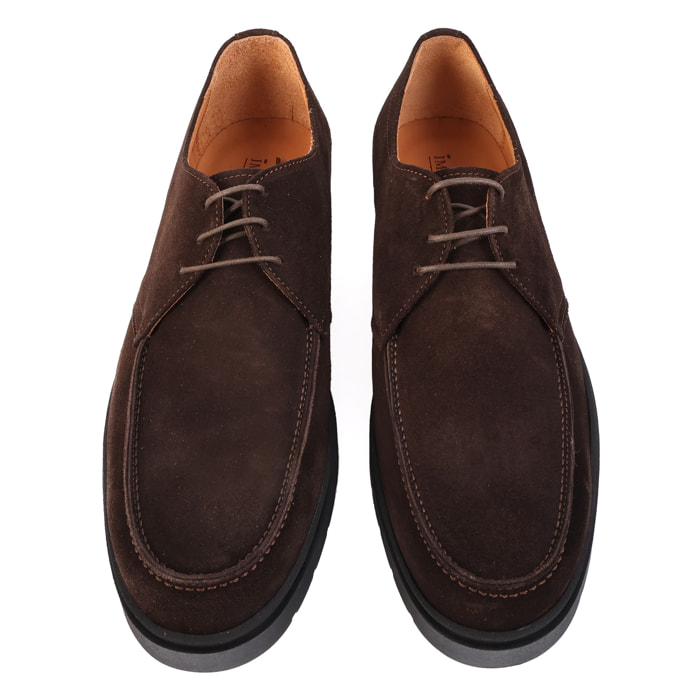 Derby stringate in camoscio con fondo light