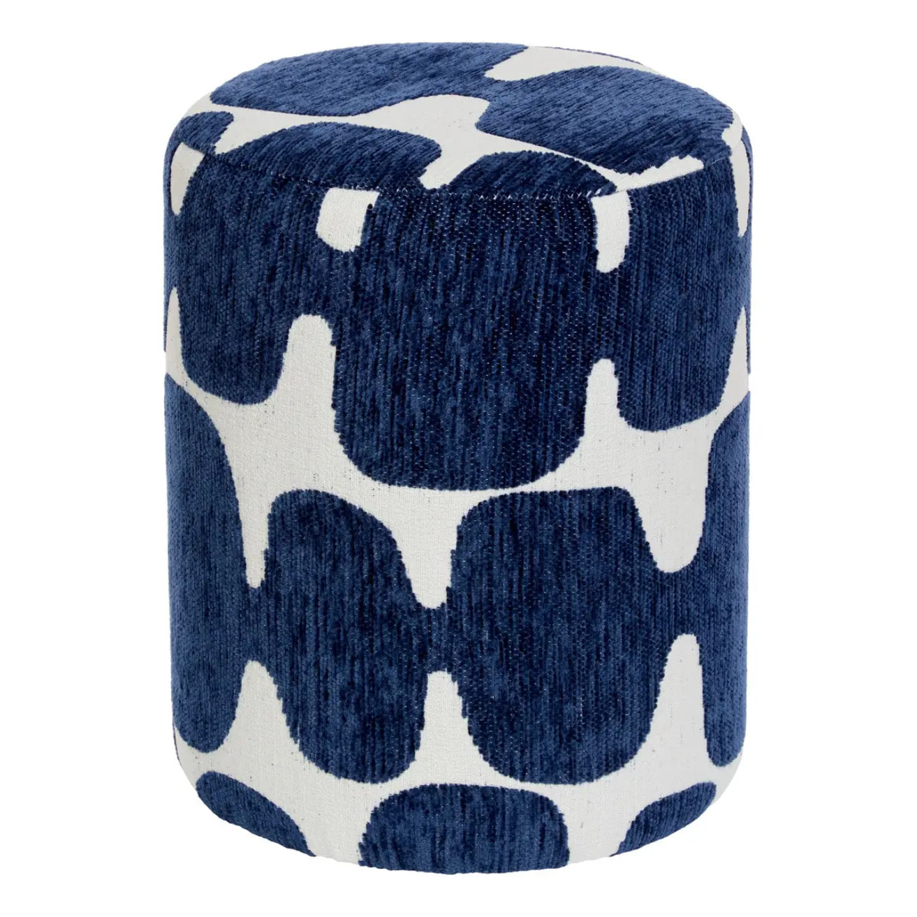 Pouf Rond Delor Bleu est Blanc 30x36 cm