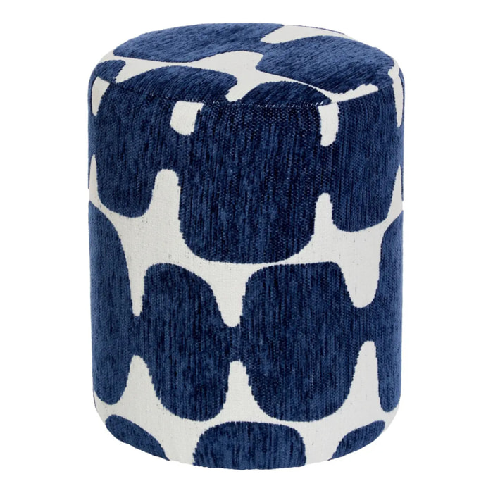 Pouf Rond Delor Bleu est Blanc 30x36 cm
