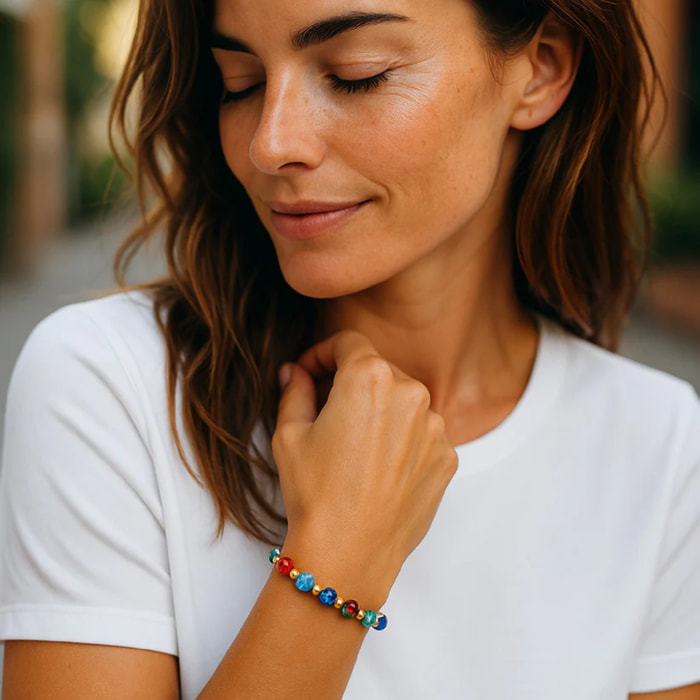 Pulsera cristal Talisaman de Luz en dorado multicolor