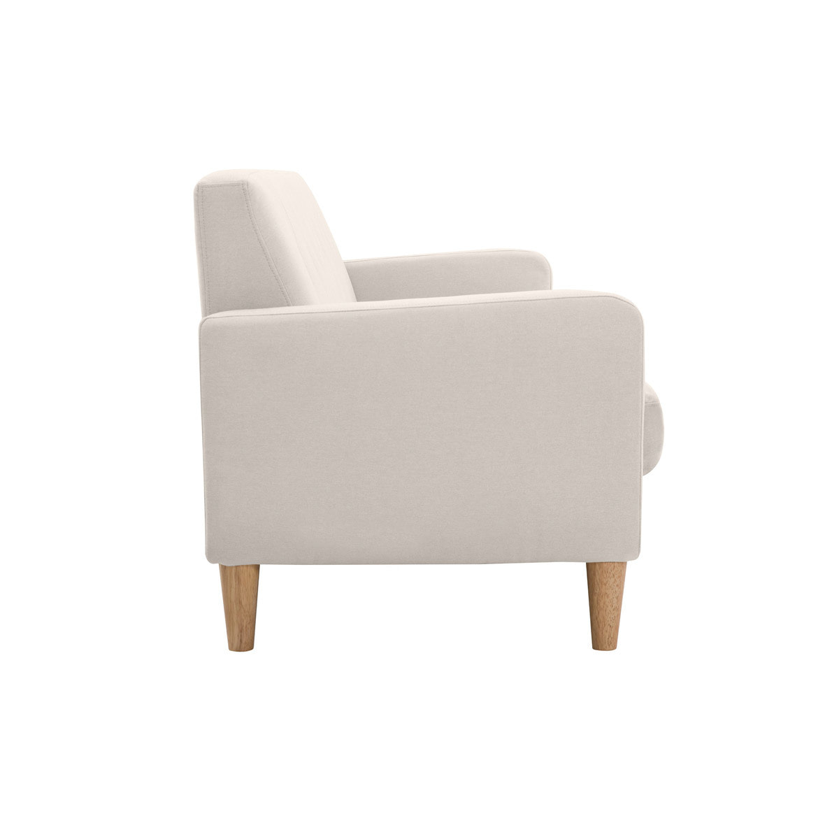 Canapé scandinave 3 places en tissu beige et bois clair LUNA