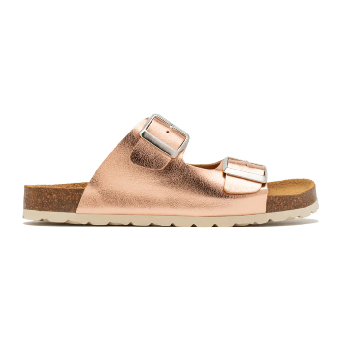 Sandalias de Dedo Metalizadas con Hebillas