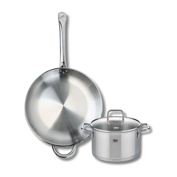 Ensemble de 1 Poêle de cuisson 32 cm et 1 faitout 20 cm Elo Profi Citrin