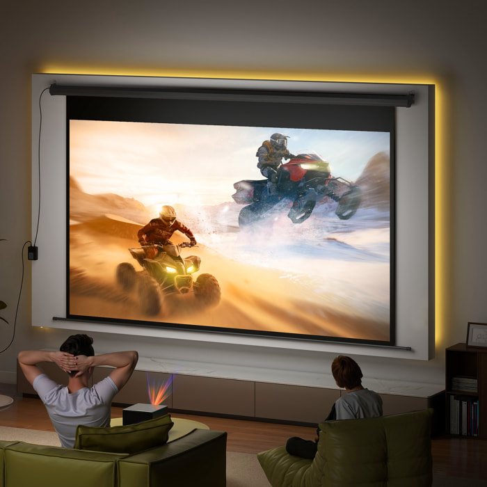Écran de projection motorisé home-cinéma format 16:9 120 pouces 4K HD avec télécommande noir