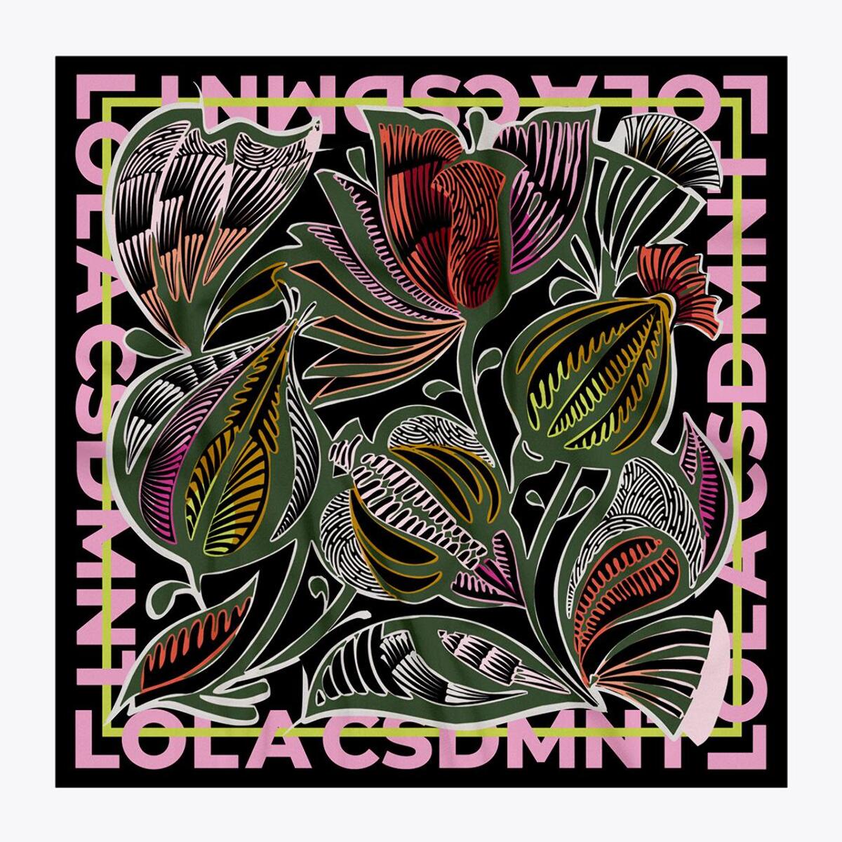 Foulard satinato foglie rigogliose